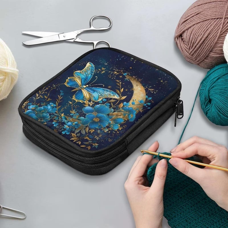 Vanideaoty Moon Butterfly Crochet Hook Case - Portable Storage With Web Pockets for Knitting Needles and Supplies - Image 3