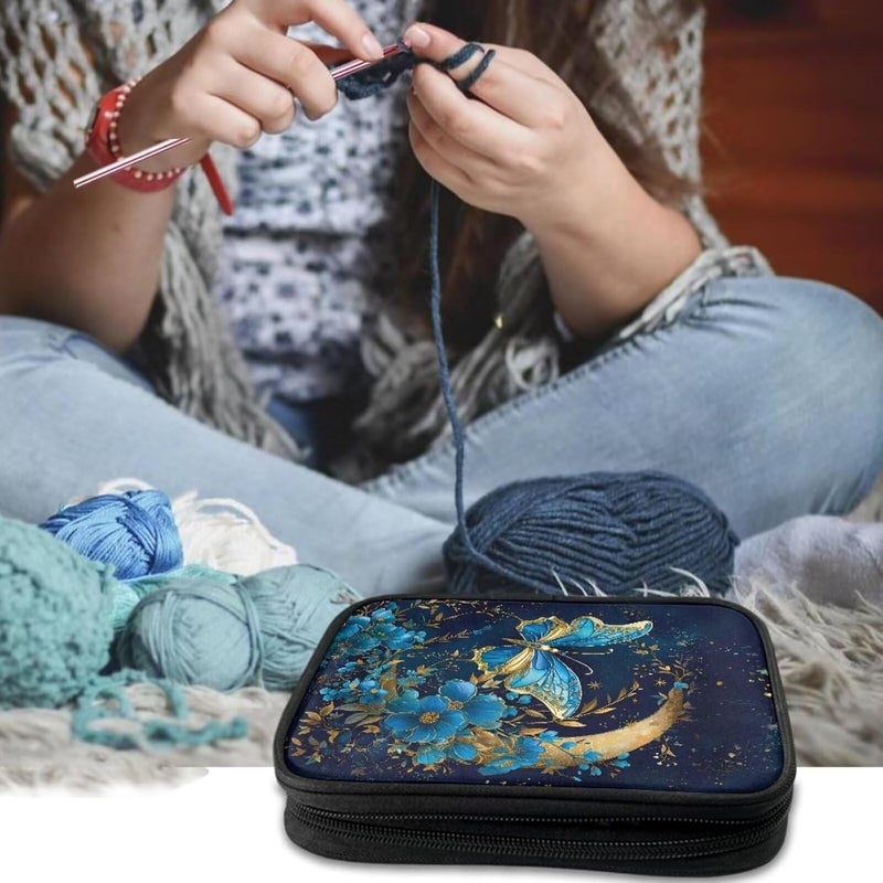 Vanideaoty Moon Butterfly Crochet Hook Case - Portable Storage With Web Pockets for Knitting Needles and Supplies - Image 2