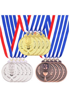 Excefore Award Metal Kids Winner Medals for Kids, Gold Silver and Bronze Medals with Trophy Pattern 1st 2nd 3rd Prizes for Sports Award, Competitions, Party Favors and Decorations(12 Pcs)  - Image 1