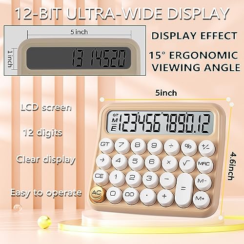 VEWINGL Mechanical Calculator 12 Digit Desk Calculator with Extra Large 5" LCD Display, Big Easy-Press Buttons, 15° Tilted Screen, Office & School Desktop Calculator - Image 2