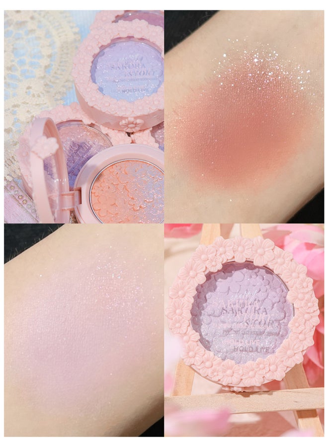 Hold Live Face Blusher, Cherry Blossom Blush Gradient Natural Purple Eyeshadow Fine Flash, Blush with Waterproof Sweat-Resistant, 904# Cream Purple - Image 2