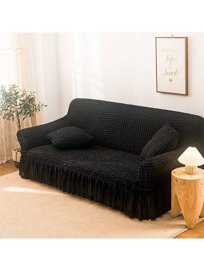 Sofa Slipcover One Piece Easy Fit Stretch Couch Cover with Skirt Durable Washable High Elastic Stretchable Universal Furniture Protector (Black, 2 Seats) - pzsku/Z3D49A0FFEB7C2006BAA1Z/45/_/1688701947/b7727644-0c96-4d1a-9646-f273de375869