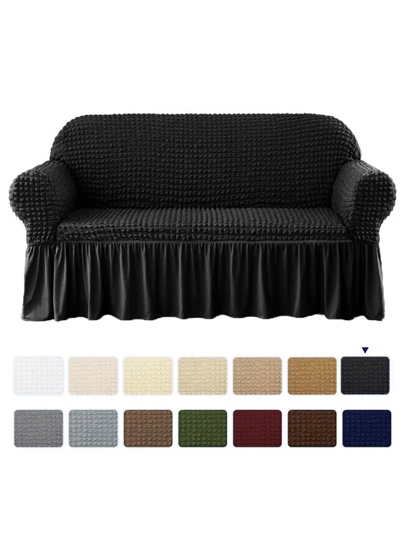 Sofa Slipcover One Piece Easy Fit Stretch Couch Cover with Skirt Durable Washable High Elastic Stretchable Universal Furniture Protector (Black, 2 Seats) - pzsku/Z3D49A0FFEB7C2006BAA1Z/45/_/1731657490/e14ce936-6016-4b7f-a620-f0ed0928255e