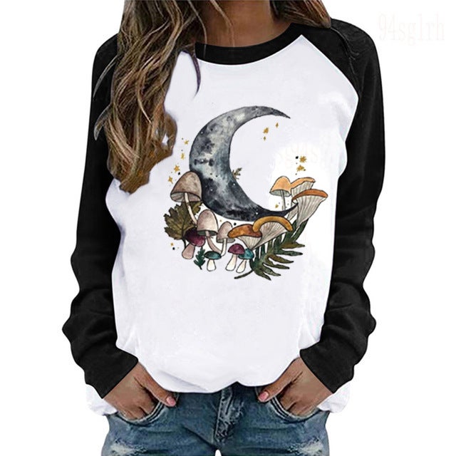 Casual 2022 New Loose Solid Color Long-sleeve Womens Tee Flower ball