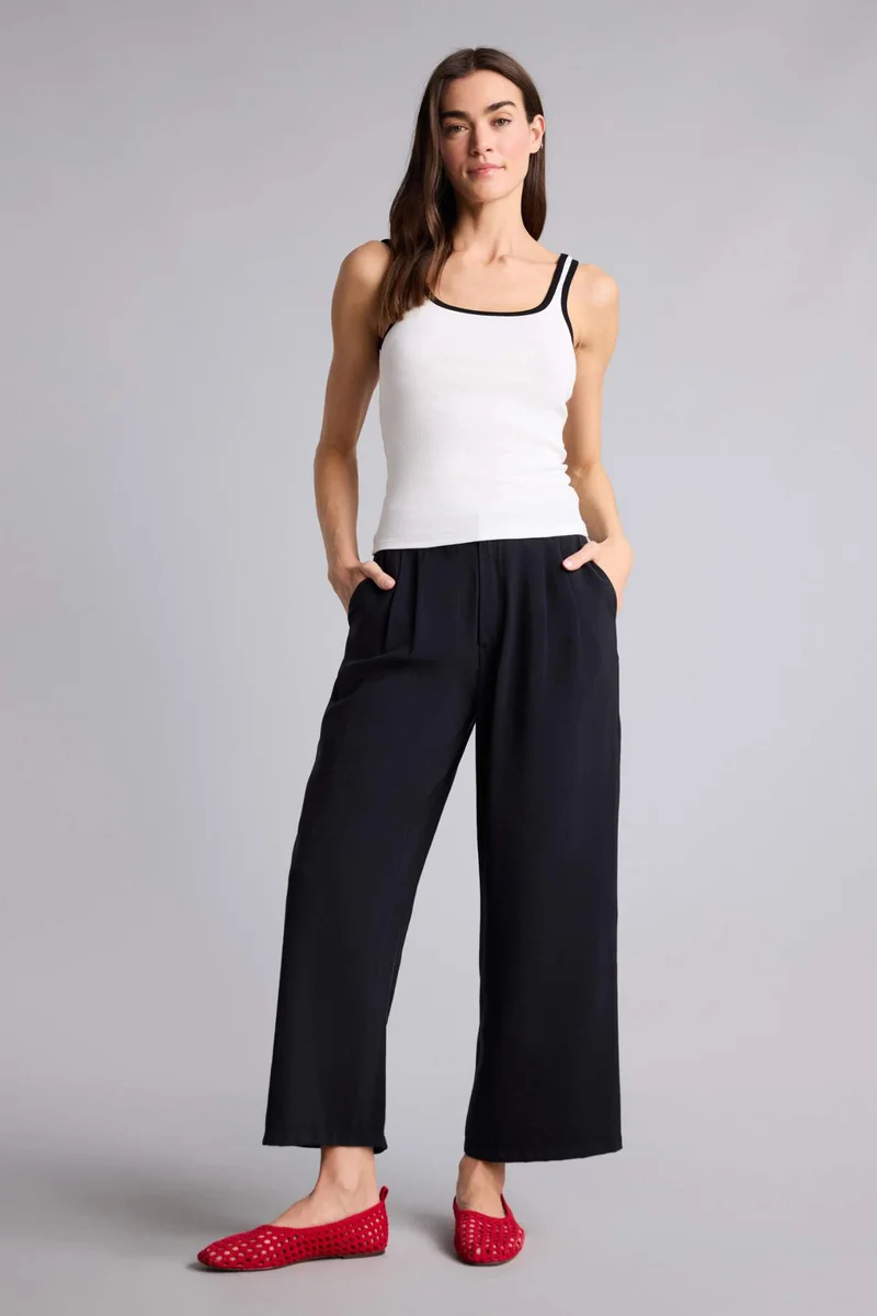 ديفاكتو Wide Leg Regular Hem Zipper Sensual Trousers