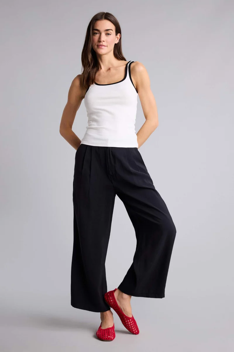 ديفاكتو Wide Leg Regular Hem Zipper Sensual Trousers
