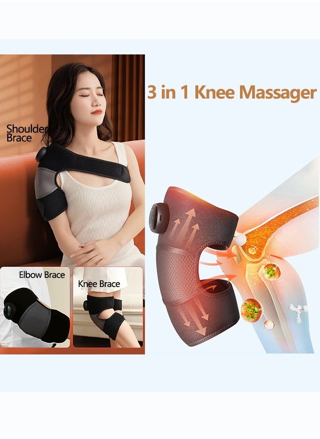 OLYSON Knee Massager with Heat and Vibration,  Shoulder Heating Pads, Cordless Heating Pad for Knee, 3-in-1 Massager for Knee Shoulder Elbow, Portable Heated Knee Brace for Arthritis, with Extension Strap.（2 Pcs）  - Image 3