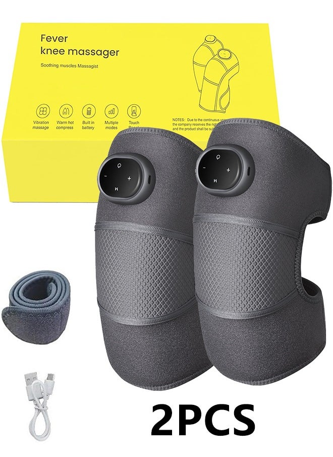 OLYSON Knee Massager with Heat and Vibration,  Shoulder Heating Pads, Cordless Heating Pad for Knee, 3-in-1 Massager for Knee Shoulder Elbow, Portable Heated Knee Brace for Arthritis, with Extension Strap.（2 Pcs）  - Image 1