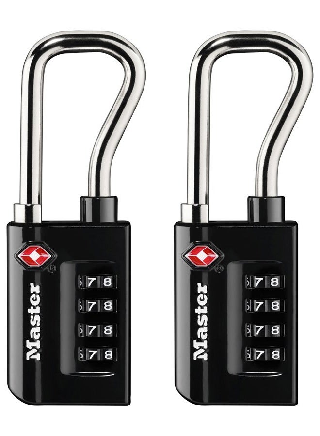 Master Lock 4696T, Pack of 2 TSA Approved Luggage Lock, 2 Pack, Set Your Own Combination, Black, 2 Count  - Image 1