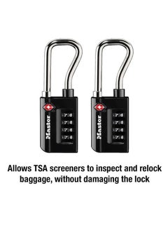 Master Lock 4696T, Pack of 2 TSA Approved Luggage Lock, 2 Pack, Set Your Own Combination, Black, 2 Count  - Image 4