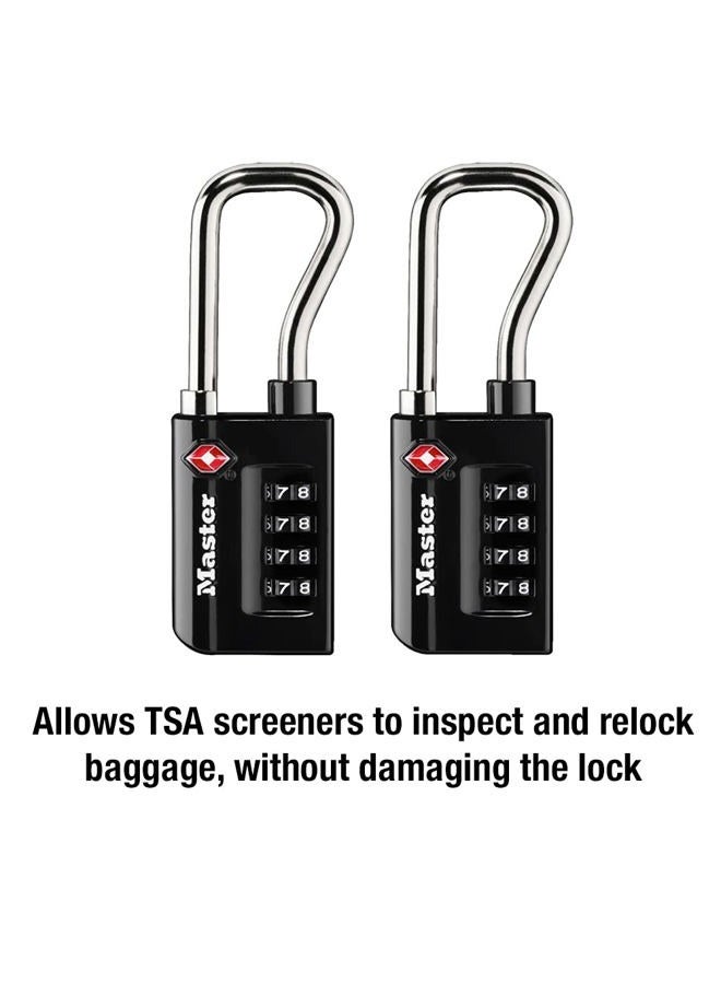 Master Lock 4696T, Pack of 2 TSA Approved Luggage Lock, 2 Pack, Set Your Own Combination, Black, 2 Count  - Image 4
