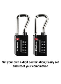 Master Lock 4696T, Pack of 2 TSA Approved Luggage Lock, 2 Pack, Set Your Own Combination, Black, 2 Count  - Image 5