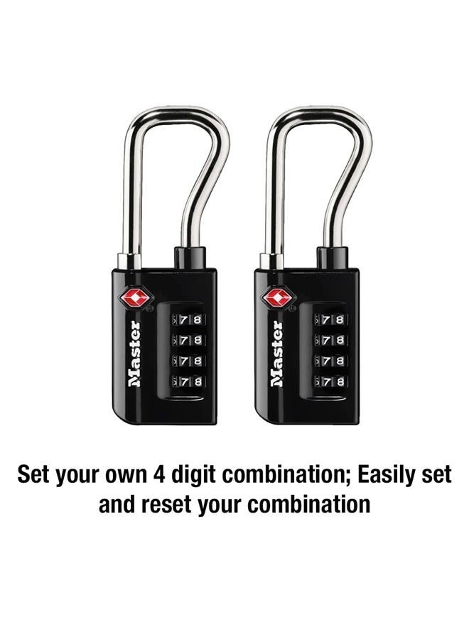 Master Lock 4696T, Pack of 2 TSA Approved Luggage Lock, 2 Pack, Set Your Own Combination, Black, 2 Count  - Image 5