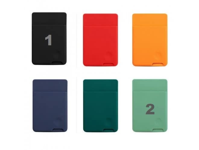 ClickCase Combo Pack of 2 Pcs. Liquid Silicone Metro/Credit Card Holder for Back of Mobile or Case,Adhesive Sleeves Stick on Phone Back Wallet for All Smart Phones (Black & Sea Green) - Image 1