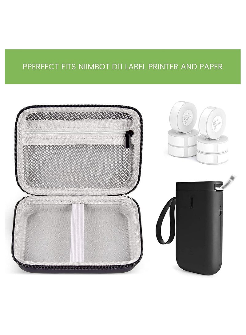KASTWAVE Case Compatible with NIIMBOT D11 Label Maker Printer, Hard Carry Case for Labeler Makers & Labeling Tapes, Storage Bag for Phomemo D30, Canon, Mini Photo Printer & Label Paper Accessories, Black - Image 4