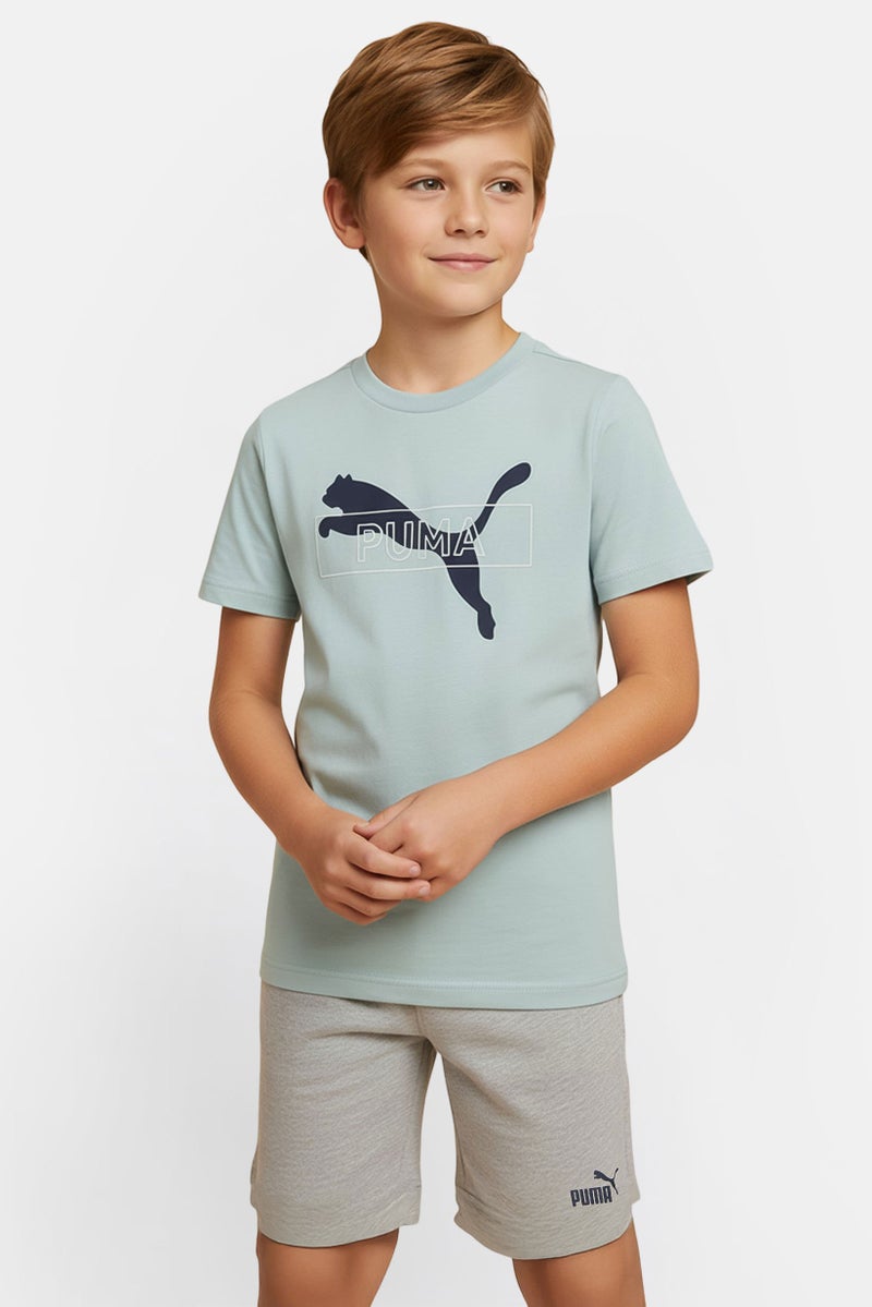 PUMA ملابس رياضية للأطفال الأولاد 2 قطعة تناسب قميص قصير الأكمام وسروال خارجي، متعدد الألوان - Image 1