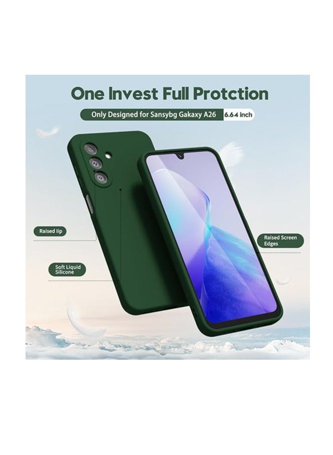 MIGOFAST Samsung Galaxy A26 5G Case Silicone Thin Slim Grip Soft Rubber Gel Protective Phone Case for Women Matte Plain Solid Color Aesthetic Cute Girly Case with Camera Cover Dark Green - Image 2