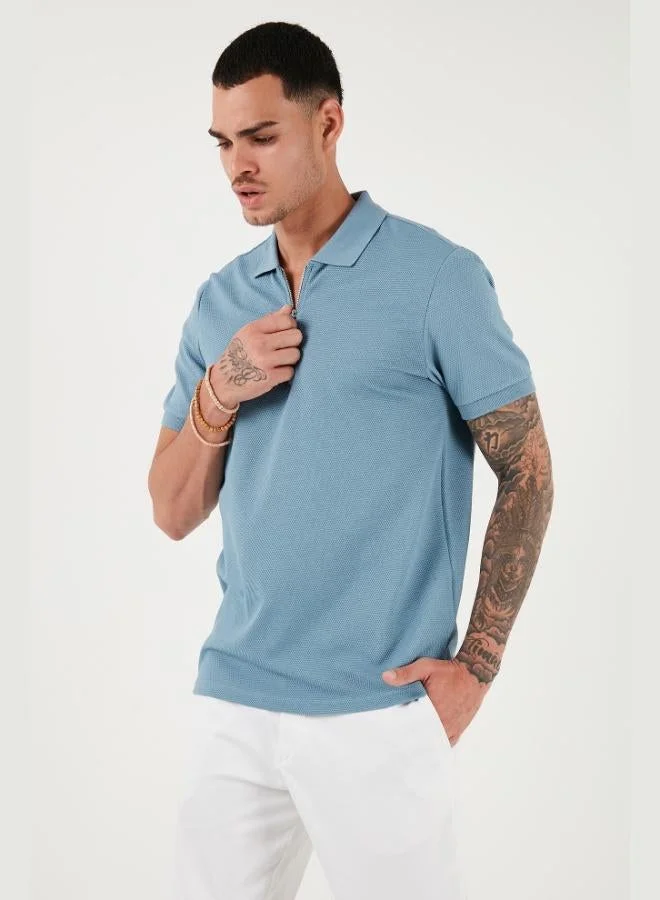 Buratti Buratti Cotton Regular Fit Zip-Up Polo Collar T-Shirt Men's POLO COLLAR T-SHIRT 5902915