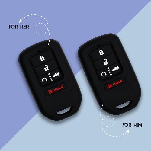 Autobase Silicone Key Fob Cover for Honda Accord Civic CR-V CRV Pilot Passport Insight EX EX-L Touring | Car Accessory | Key Protection Case - 2 Pcs (Black) - Image 4
