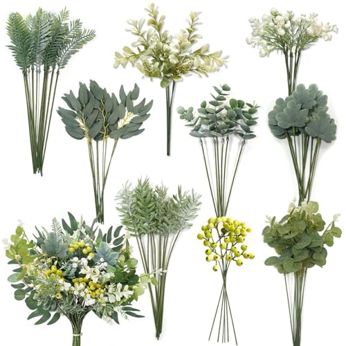 OrgMemory 78Pcs Faux Flowers, Artificial Greenery Stems, Greenery for Centerpieces for DIY Bridal Bouquets Wedding Floral Arrangement Table Centerpieces - Image 1