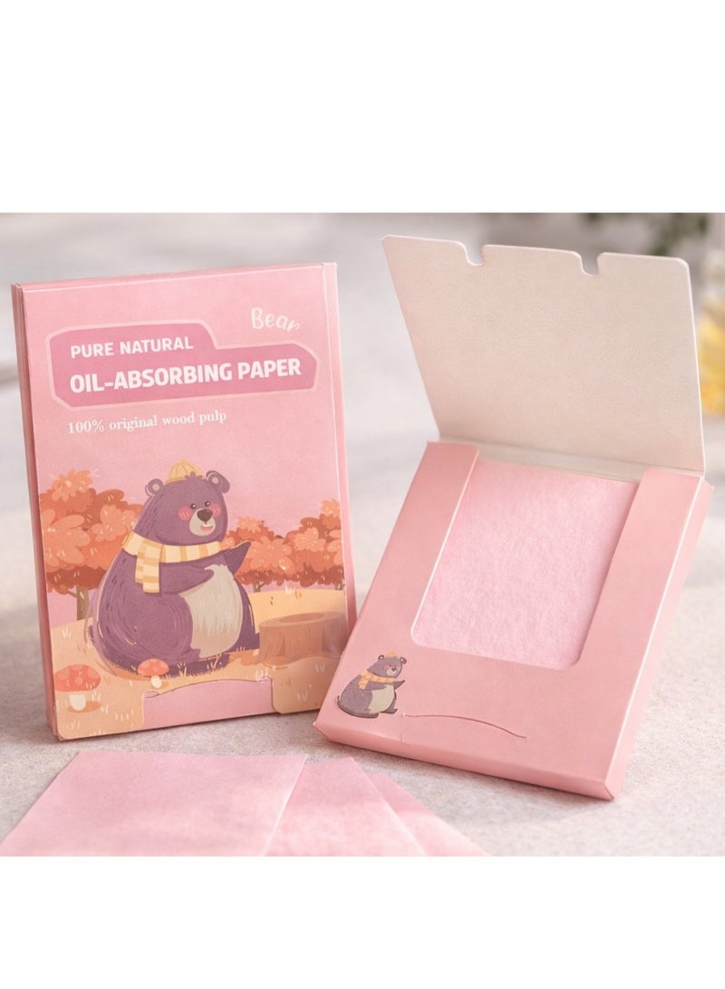 Bear-shaped oil-absorbing wipes for the face - Instant removal of oil and shine - Lightweight and easy to use - (100 pieces inside the pack) - Image 3