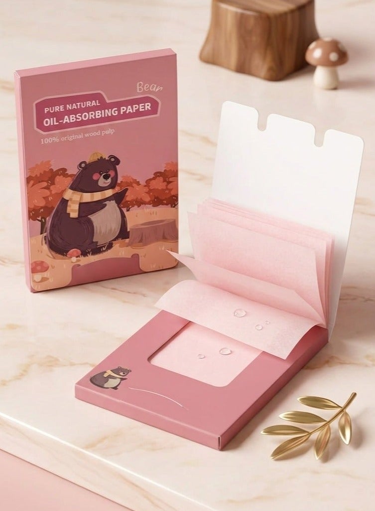 Bear-shaped oil-absorbing wipes for the face - Instant removal of oil and shine - Lightweight and easy to use - (100 pieces inside the pack) - Image 5