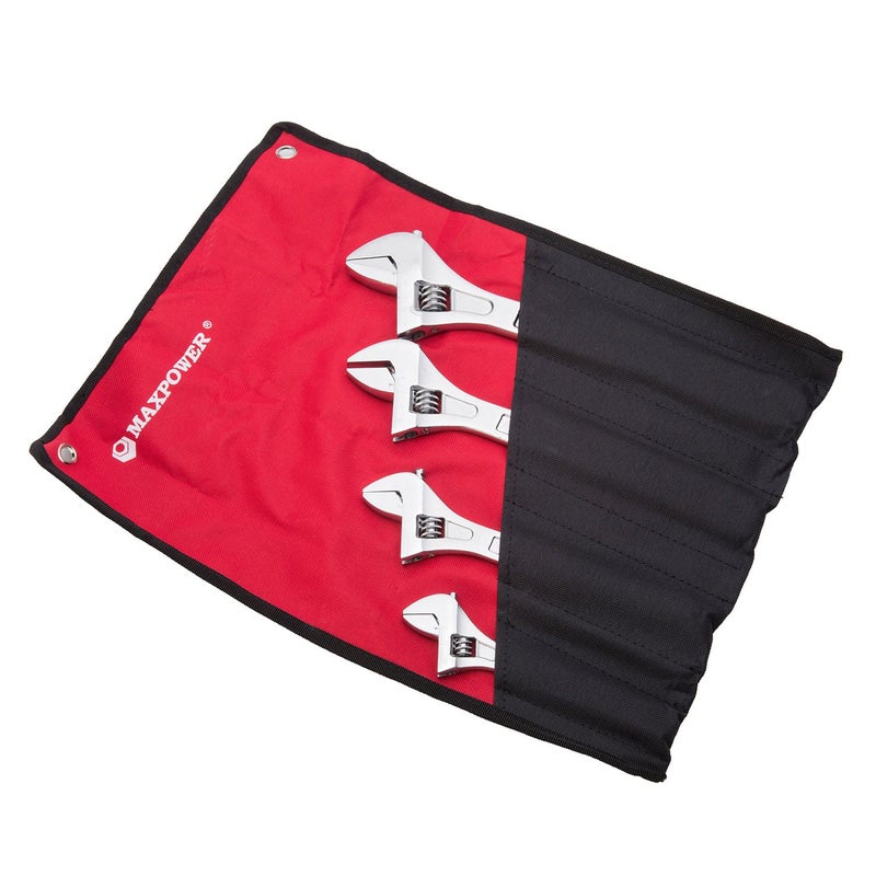 MAXPOWER 4PCS Heavy Duty Adjustable Wrench Set, Industrial Grade Shifter Movable Spanners, Cr-V Steel, Metric, Size Includes 6 Inch, 8 Inch, 10 Inch, 12 Inch - Image 2