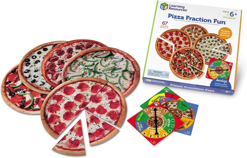 Learning Resources Pizza Fraction Fun Game, 13 Fraction Pizzas, 67 Piece Game, Ages 6+ - Image 1