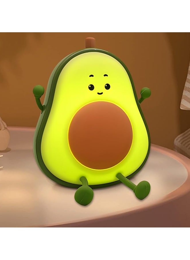 Rechargeable Cute Night Light for Kids Room with Timer, Silicone Touch Night Light for Baby Nursery, Dimmable Cute Lamp for Bedrooms, Breastfeeding, Night Light for Kids (Avocado Fun) - Image 1