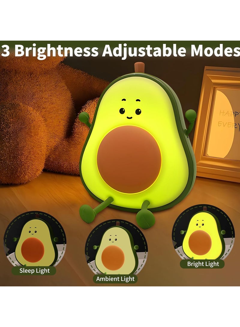 Rechargeable Cute Night Light for Kids Room with Timer, Silicone Touch Night Light for Baby Nursery, Dimmable Cute Lamp for Bedrooms, Breastfeeding, Night Light for Kids (Avocado Fun) - Image 2