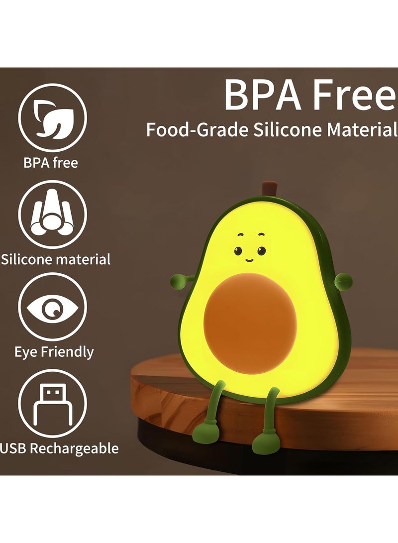 Rechargeable Cute Night Light for Kids Room with Timer, Silicone Touch Night Light for Baby Nursery, Dimmable Cute Lamp for Bedrooms, Breastfeeding, Night Light for Kids (Avocado Fun) - Image 4