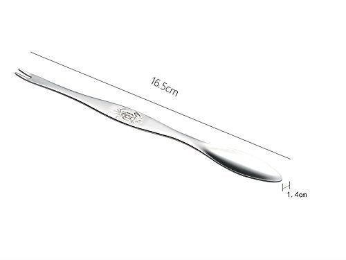 AKOAK 6 Pcs Seafood Tools,Double Headed 304 Stainless Steel Fork and Spoon for Crab and Lobster - Image 2