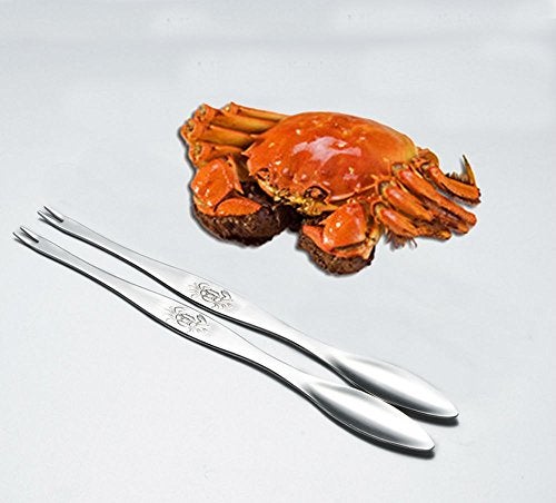 AKOAK 6 Pcs Seafood Tools,Double Headed 304 Stainless Steel Fork and Spoon for Crab and Lobster - Image 3