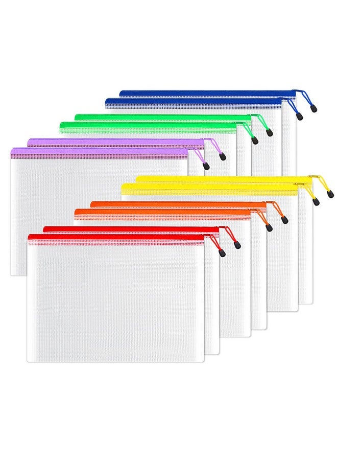 SUNEE 12Pcs Mesh Zipper Pouch 11X16, Large Storage Bags For Board Game & Puzzle Organizing, Reusable Plastic Zip Organizer For Travel (A3, 6 Colors)  - Image 1