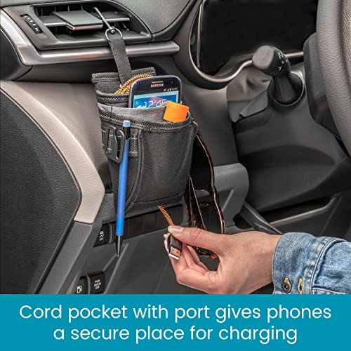 High Road DriverPockets Car Phone Holder Air Vent Pouch and Front Seat Organizer with 3 Pockets, Hanging Hooks and Charging Port - Image 4
