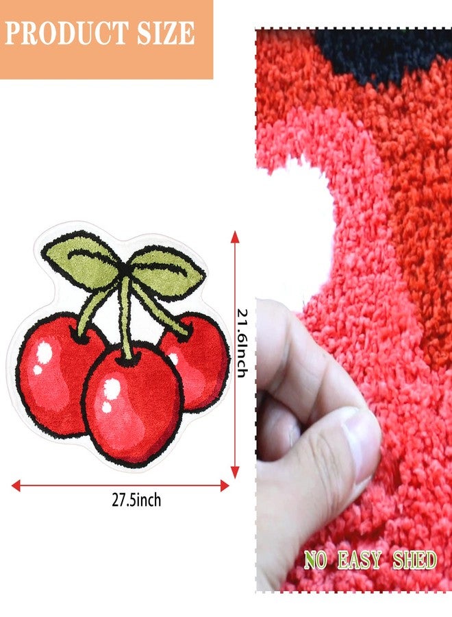 Seek4comfortable Cherry Shaped Microfiber Bath Mats - Cute Fruit Shaped Non Slip Bath Rugs & Shower Mats - Absorbent & Washable for Kids' Room & Bathroom - Image 3