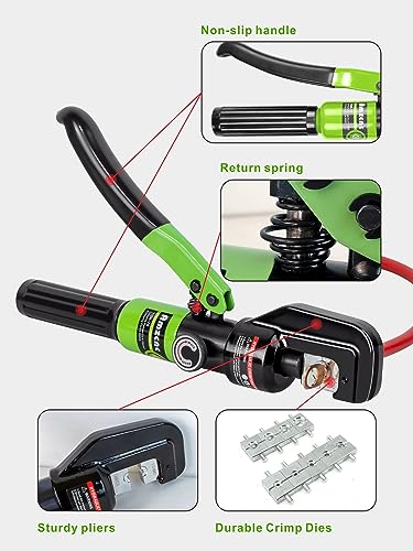 AMZCNC 10 Tons Hydraulic Wire Battery Cable Lug Terminal Crimper Crimping Tool With 9 Pairs of Dies,1/8” Wire Rope Crimping Tool - Image 4