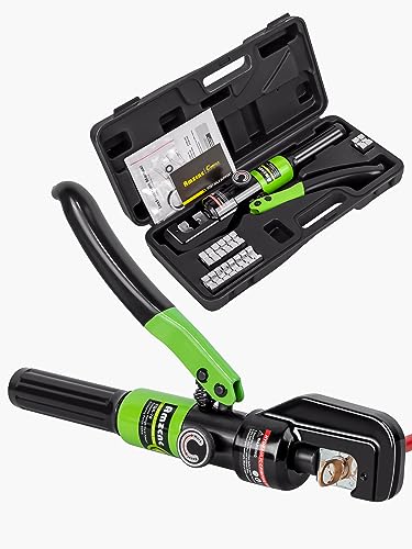 AMZCNC 10 Tons Hydraulic Wire Battery Cable Lug Terminal Crimper Crimping Tool With 9 Pairs of Dies,1/8” Wire Rope Crimping Tool - Image 1
