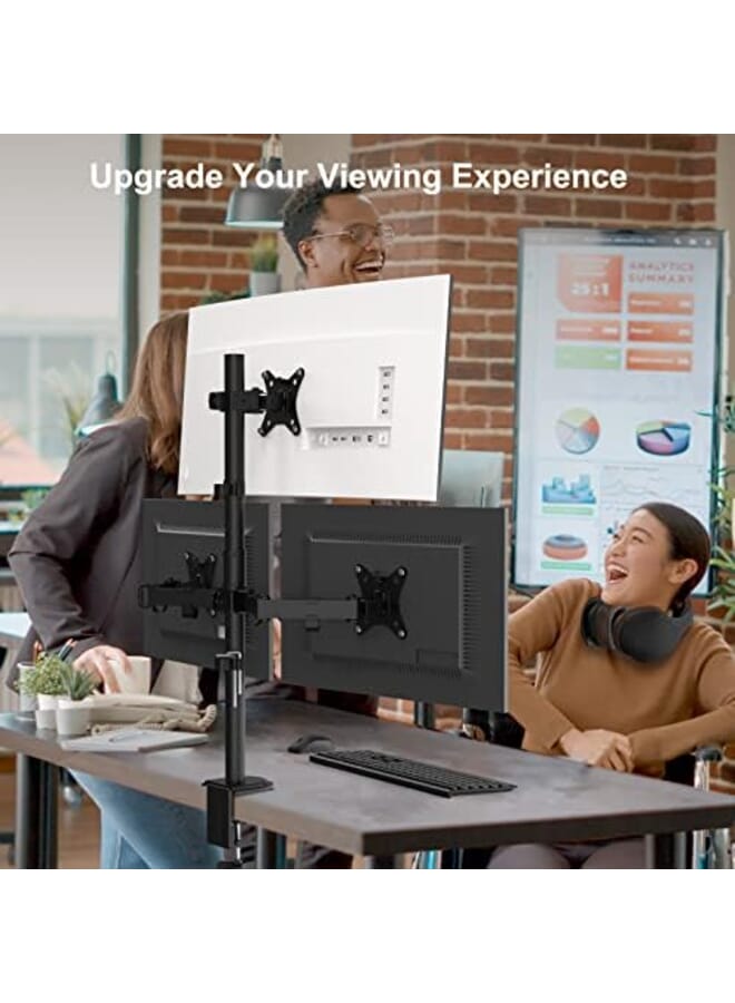 Triple Monitor Arm 30.5 Inch Tall Pole Triple Monitor Stand For 3 Monitors 13 Inch 32 Inch Height Adjustable Monitor Arm Desk Mount Max Load 19.8Lbs Per Screen 2 Mounting Options Vesa 75X75 100X100