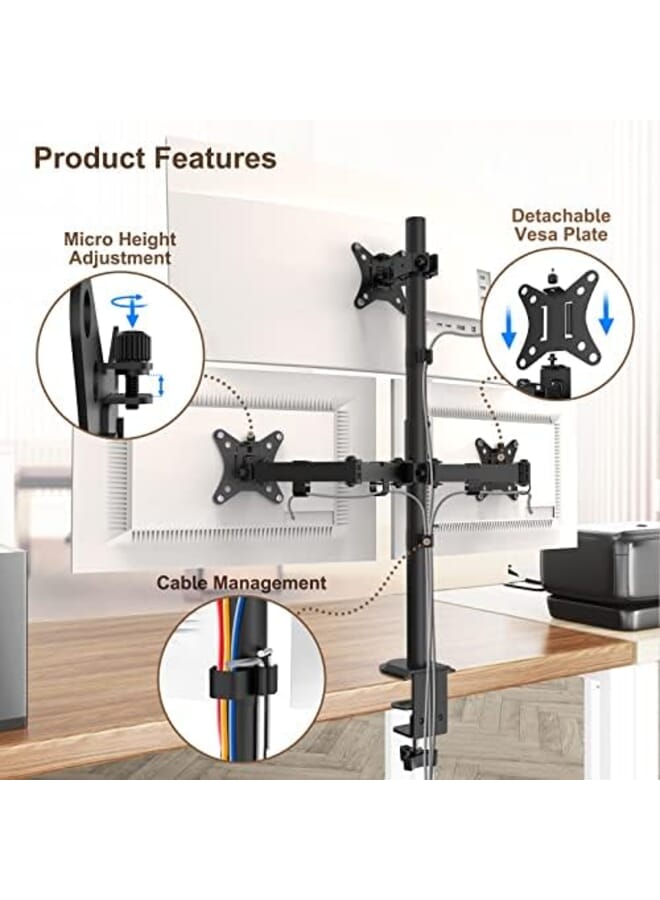 Triple Monitor Arm 30.5 Inch Tall Pole Triple Monitor Stand For 3 Monitors 13 Inch 32 Inch Height Adjustable Monitor Arm Desk Mount Max Load 19.8Lbs Per Screen 2 Mounting Options Vesa 75X75 100X100