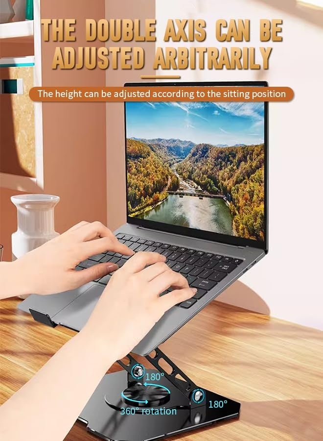 Laptop Stand, iPad Stand, 360° Rotatable and Foldable, Height Adjustable, Suitable for Mobile Phones, iPad, Computers and Other Devices (Black) - Image 3