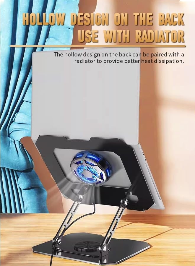 Laptop Stand, iPad Stand, 360° Rotatable and Foldable, Height Adjustable, Suitable for Mobile Phones, iPad, Computers and Other Devices (Black) - Image 2