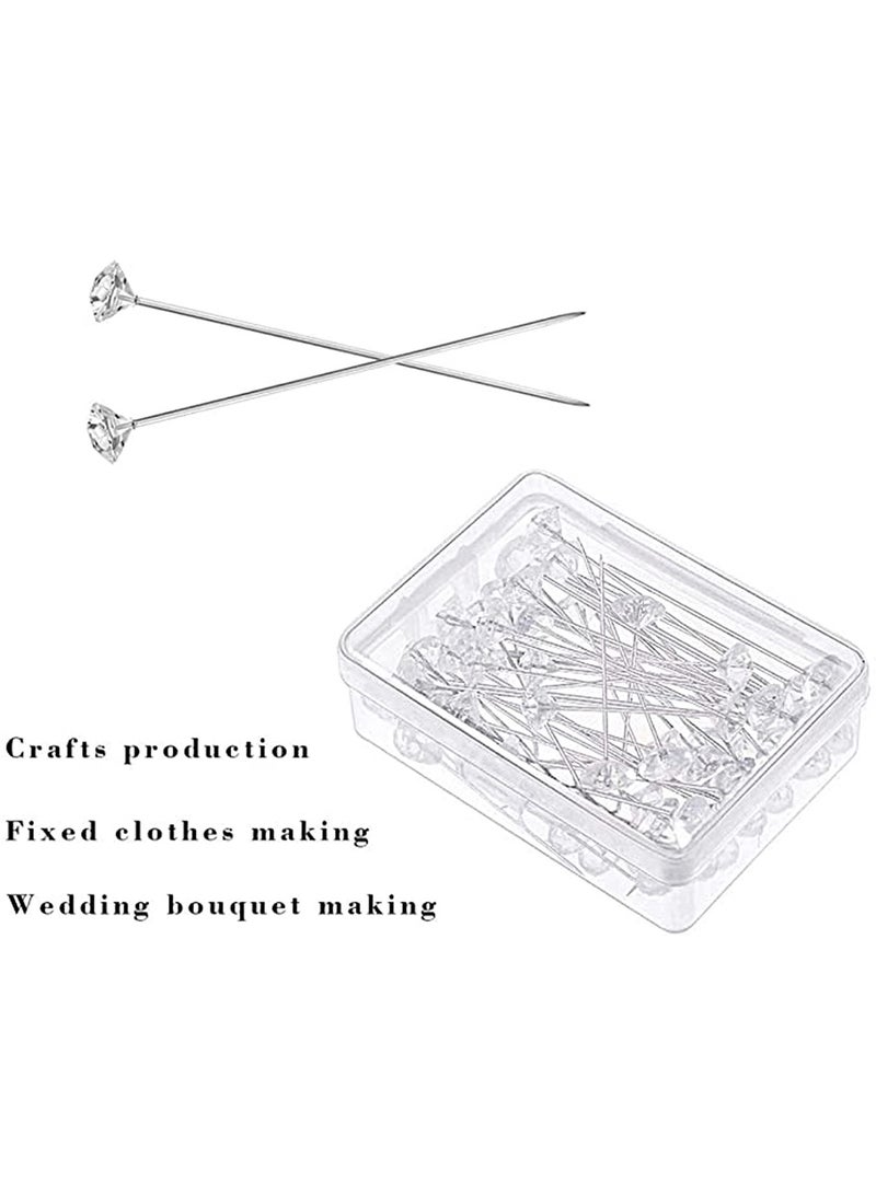 SYOSI 400Pcs Sewing Pins, 4 Styles Pearl Head Pins Crystal Head Corsage Pins for Dressmaking Jewelry Components Flower Decoration, Banquet Wedding Party Anniversary, Diy, Multiple Colors - Image 5