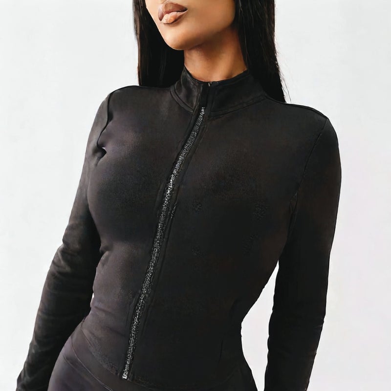 Dark Streetwear Women's Slim Fit Shorts Long Sleeve Set - Image 2