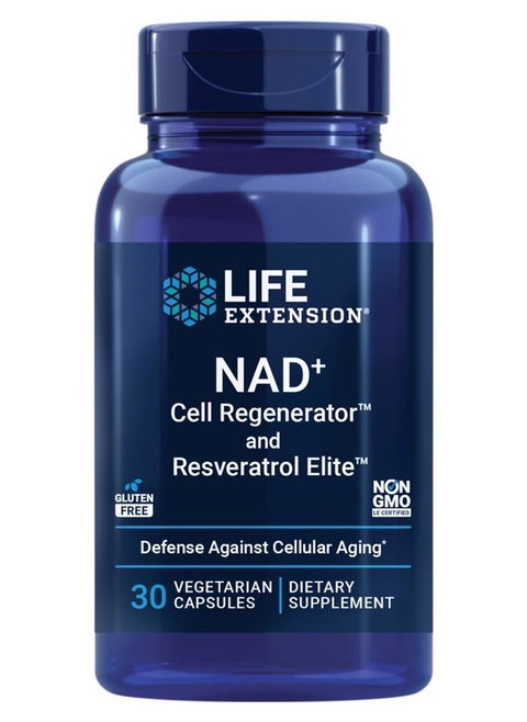 NAD+ Cell Regenerator and Resveratrol Elite, NIAGEN nicotinamide riboside, Trans-resveratrol, quercetin, Fisetin, for Longevity, Energy, and oxidative Stress, 30 Vegetarian Capsule