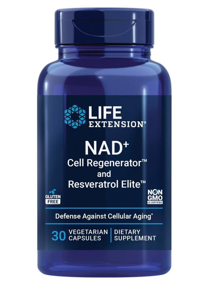 Life Extension NAD+ Cell Regenerator and Resveratrol Elite, NIAGEN nicotinamide riboside, Trans-resveratrol, quercetin, Fisetin, for Longevity, Energy, and oxidative Stress, 30 Vegetarian Capsule - Image 1