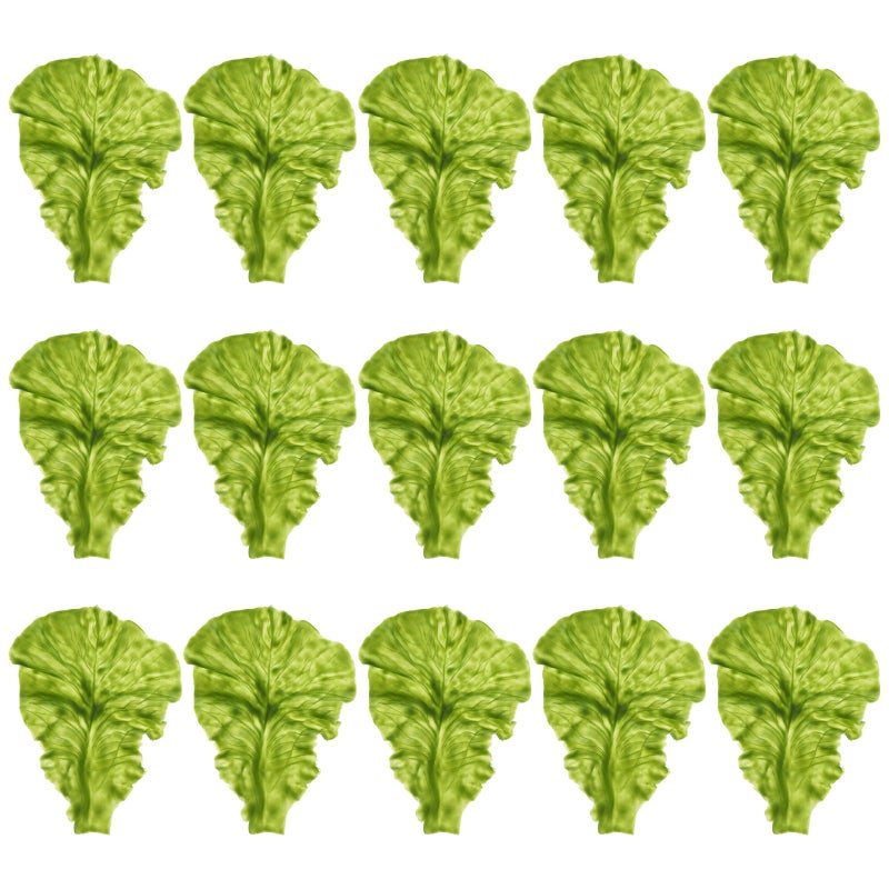 Veemoon 15 pcs Simulation Green Lettuce Leaves PVC Material Fake Vegetable Model Artificial Foods Fake Lettuce Leaves Artificial Vegetables Lettuces for House Kitchen