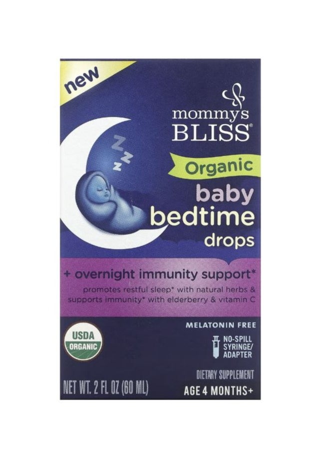 Mommy's Bliss Organic Baby Bedtime Drops + Overnight Immunity Support*, Promotes Restful Night, Melatonin Free, Age 4 Month+, 2 Fl Oz  - Image 1