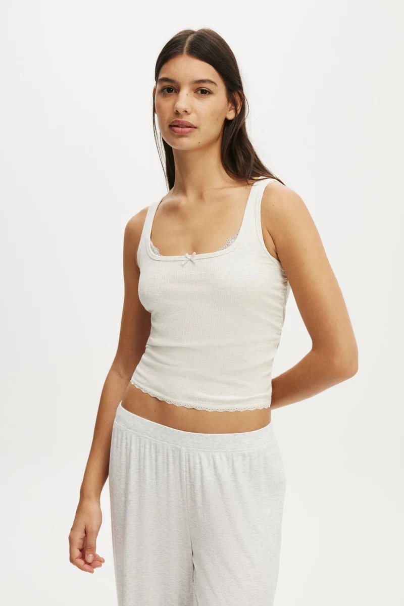 Body RIB LACE RUCHED TANK