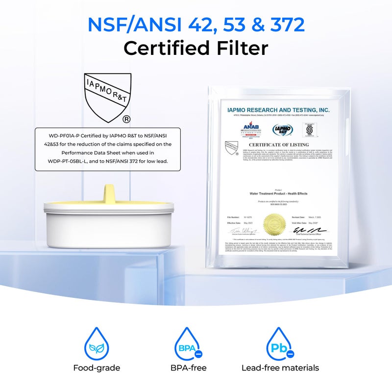 Waterdrop Glass Water Filter Pitcher with 1 Filter, Eco-Friendly, with NSF 53&42&372 Certified Filter, 7-Cup, Reduces PFOA/PFOS, Chlorine, Cadmium, Copper, Mercury, BPA Free, Easy to Clean, Pink - Image 4